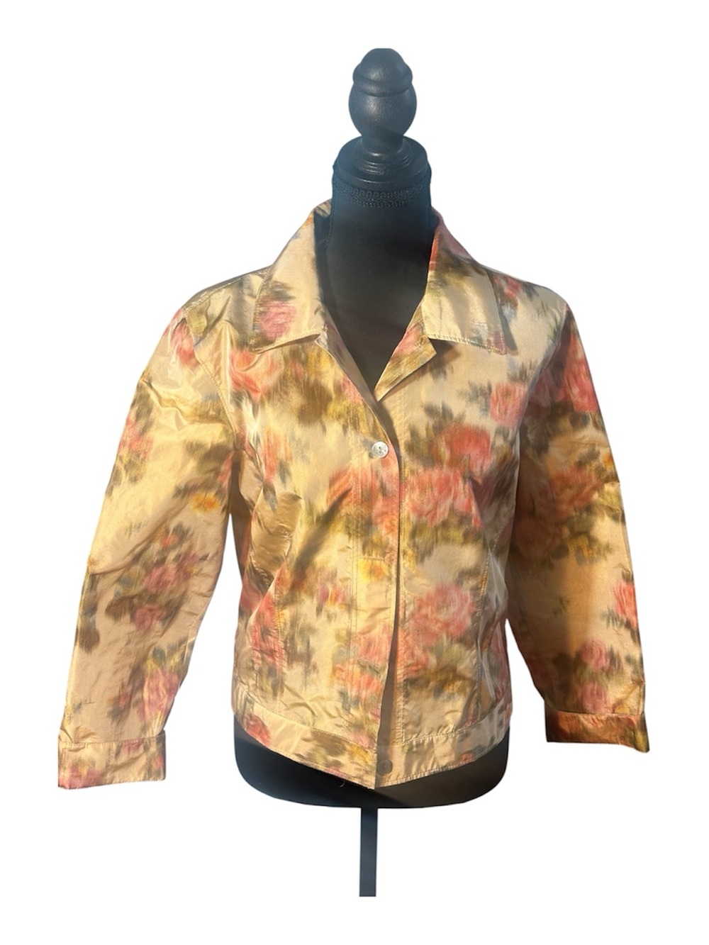 Anue Women's Gold Floral Satin Blazer Jacket